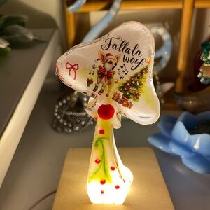 Hand Crafted Festive Mushroom with Singing Chihuahua Dog